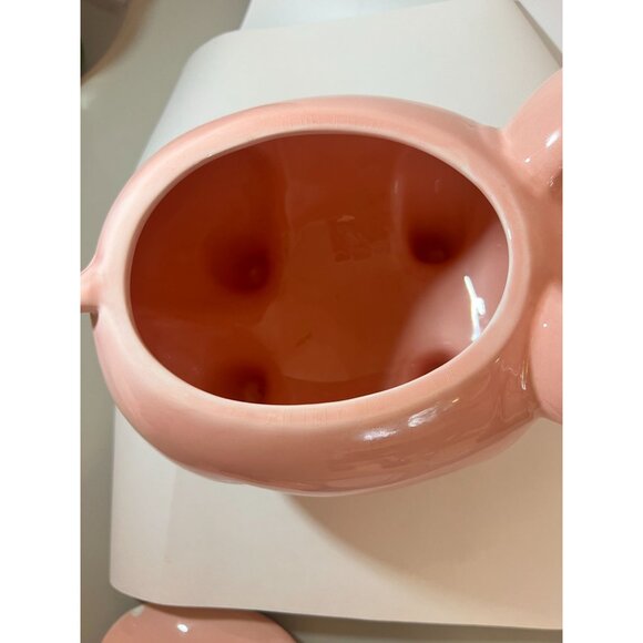 Vtg Clay Art Hand Painted Piggy Cookie Jar 1999 Unique Lid with Chrome Coin READ - Picture 7 of 10